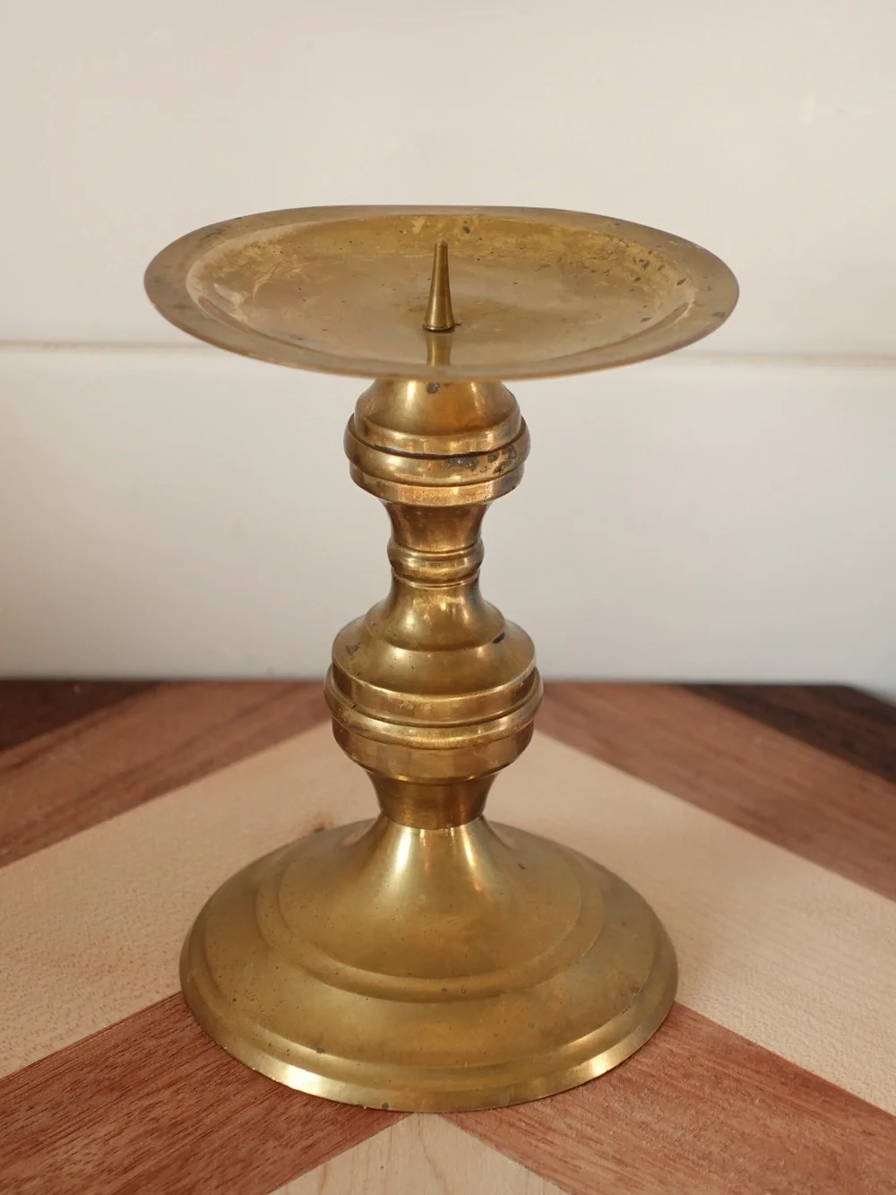 Vintage Brass Pillar Candle Holder Baluster Spike